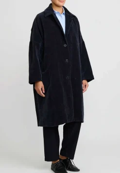 Casey Casey Cotton Velvet Big Blobby Coat In Navy Blue