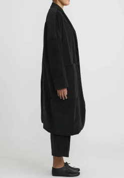 Album di Famiglia Cotton Velvet Loose Coat In Slate Grey