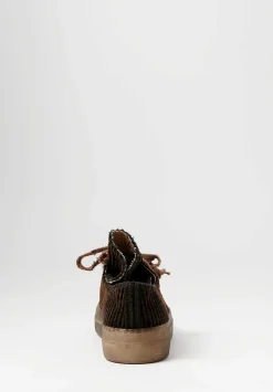 Uma Wang Cotton Velvet Striped Low Tennis Shoes In Dark Brown