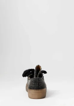 Uma Wang Cotton Velvet Striped Low Tennis Shoes In Dark Grey