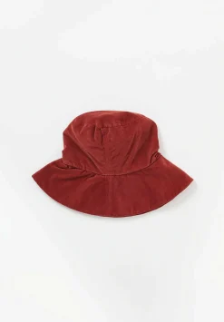 Album di Famiglia Cotton Velvet Wide Brim Hat In Red