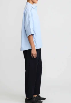 Casey Casey Cotton Waga Short Sleeve Shirt In Sky Blue