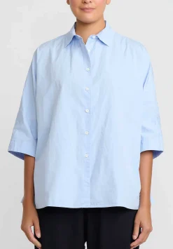Casey Casey Cotton Waga Short Sleeve Shirt In Sky Blue