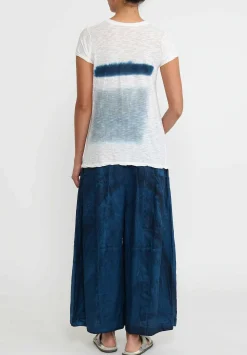 Gilda Midani Cotton Zone Dyed Short Sleeve Monoprix Tee In Cloud & Last Blue