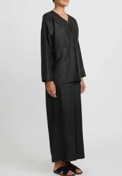 Noir Handmade Cracked Mud Silk Short Jacket In Black & Brown