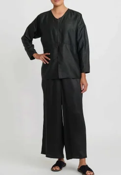 Noir Handmade Cracked Mud Silk Short Jacket In Black & Green