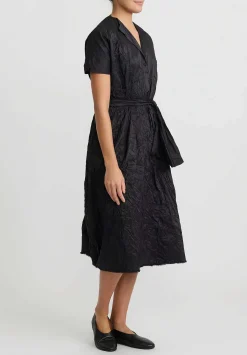 Daniela Gregis Crinkled Silk Manica Lavato Dress In Black