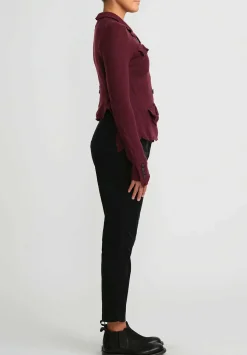 Rundholz Black Label Cropped Cotton Corduroy Skinny Stretch Pants In Black