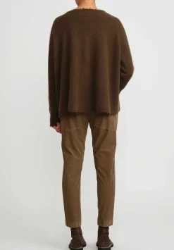 Rundholz Black Label Cropped Cotton Corduroy Skinny Stretch Pants In Bronze Brown