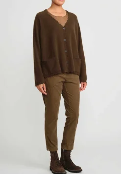 Rundholz Black Label Cropped Cotton Corduroy Skinny Stretch Pants In Bronze Brown