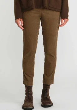 Rundholz Black Label Cropped Cotton Corduroy Skinny Stretch Pants In Bronze Brown
