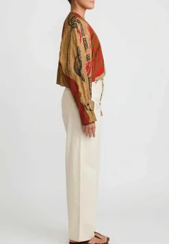 Uma Wang Cropped Kady Jacket In Tan & Red
