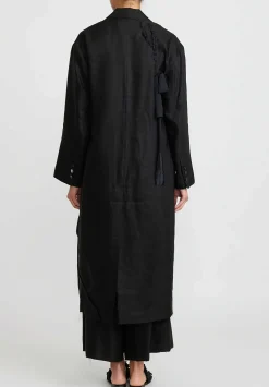 A Tentative Atelier Deconstructed Oversize Judit Twist Coat In Black