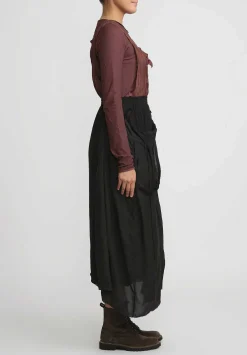 Rundholz Distressed And Layered A-Line Skirt In Black