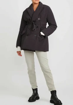Sacai Double Breasted Padded Coat In Black