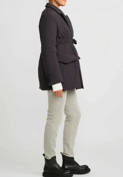 Sacai Double Breasted Padded Coat In Black