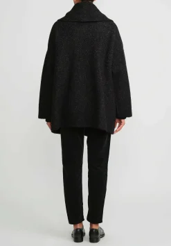 Lauren Manoogian Double Face Coat In Black Melange & White Fleck