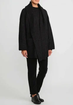 Lauren Manoogian Double Face Coat In Black Melange & White Fleck