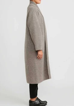 Lauren Manoogian Double Face Long Coat In Granite Taupe