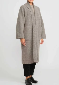 Lauren Manoogian Double Face Long Coat In Granite Taupe