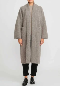 Lauren Manoogian Double Face Long Coat In Granite Taupe