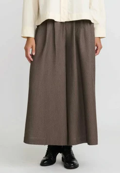 A Tentative Atelier Drapey Flared Jacquard Pants In Dark Brown
