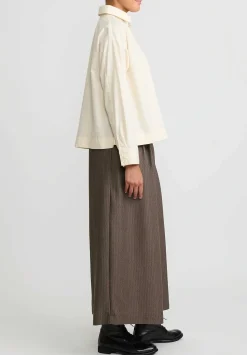 A Tentative Atelier Drapey Flared Jacquard Pants In Dark Brown