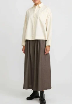 A Tentative Atelier Drapey Flared Jacquard Pants In Dark Brown