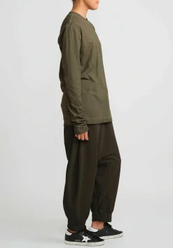 Rundholz Dip Drop Crotch Jogger Pant In Khaki Cloud Green