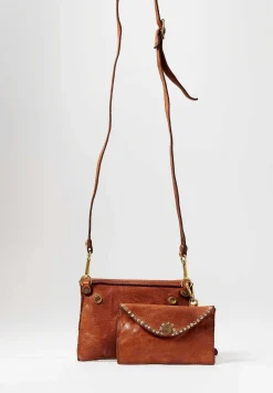 Campomaggi Duo Of Riveted Shoulder Bags In Cognac Brown