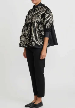 Biyan Embroidered Empire Waist Chrome Jacket In Black