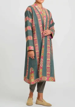 Mehmet Cetinkaya Embroidered ''Lakai'' Coat In Green & Red
