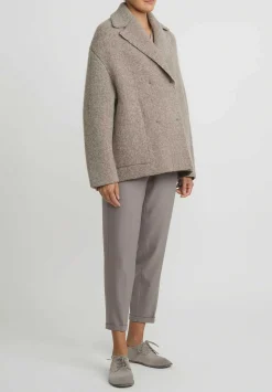 Boboutic Felted, Knit Short Coat In Natural Brown Melange