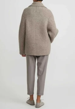 Boboutic Felted, Knit Short Coat In Natural Brown Melange