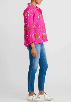 Péro Forget-Me-Not Wool & Silk Double Breasted Jacket In Pink
