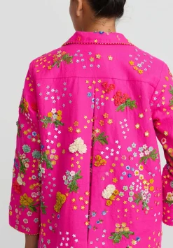 Péro Forget-Me-Not Wool & Silk Double Breasted Jacket In Pink