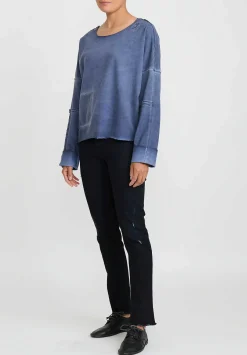 Umit Unal French Terry Cotton Top In Indigo Blue