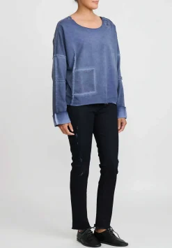 Umit Unal French Terry Cotton Top In Indigo Blue