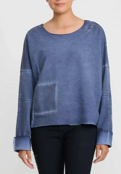Umit Unal French Terry Cotton Top In Indigo Blue