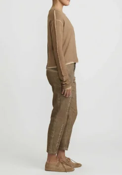 Umit Unal Garment Dyed Cotton Slim Pants In Brown