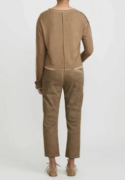 Umit Unal Garment Dyed Cotton Slim Pants In Brown