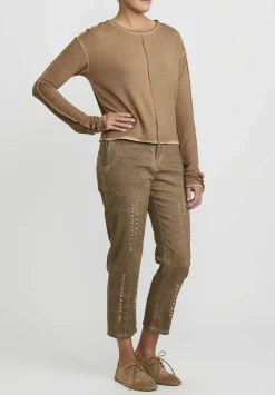 Umit Unal Garment Dyed Cotton Slim Pants In Brown