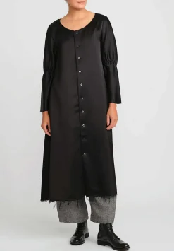 A Tentative Atelier Gathered Sleeve Bishop Dress In Black