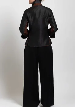Sophie Hong Hand Dyed Mud Silk Smooth Tailored Jacket In Black
