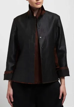 Sophie Hong Hand Dyed Mud Silk Smooth Tailored Jacket In Black
