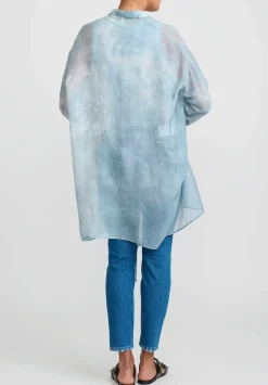 Giorgio Brato Hand Dyed Silk Semi-Sheer Overshirt In Powder Blue