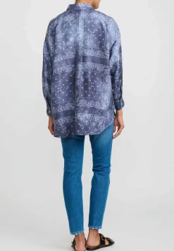 Giorgio Brato Hand Dyed Silk Shirt In Midnight Blue