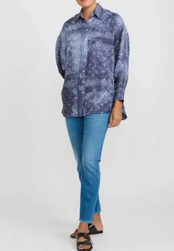 Giorgio Brato Hand Dyed Silk Shirt In Midnight Blue