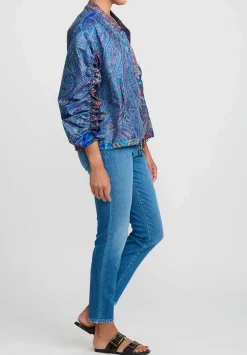Giorgio Brato Hand Dyed Silk Zip-Up Jacket In Blue & Orange Multi