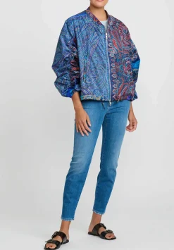 Giorgio Brato Hand Dyed Silk Zip-Up Jacket In Blue & Orange Multi